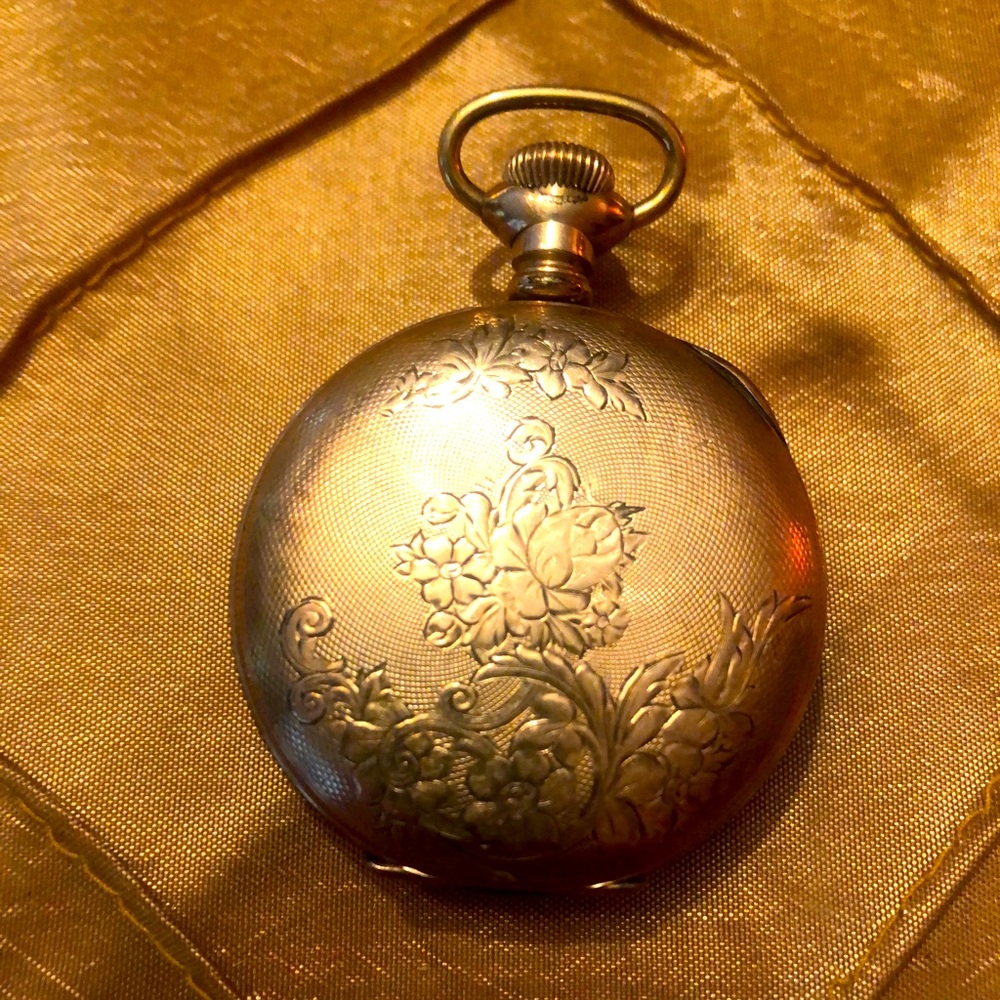 Gold plated Floral Pocket Watch c. 1890